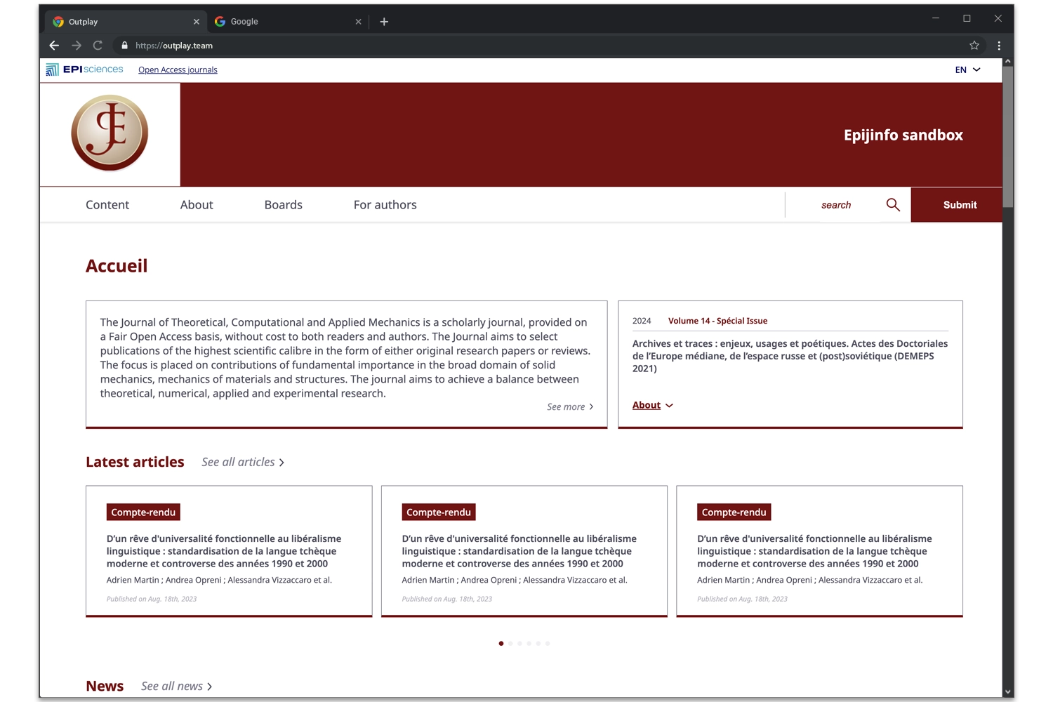 page plateforme digitale episciences cnrs dans une agence de création de sites web et applications mobiles