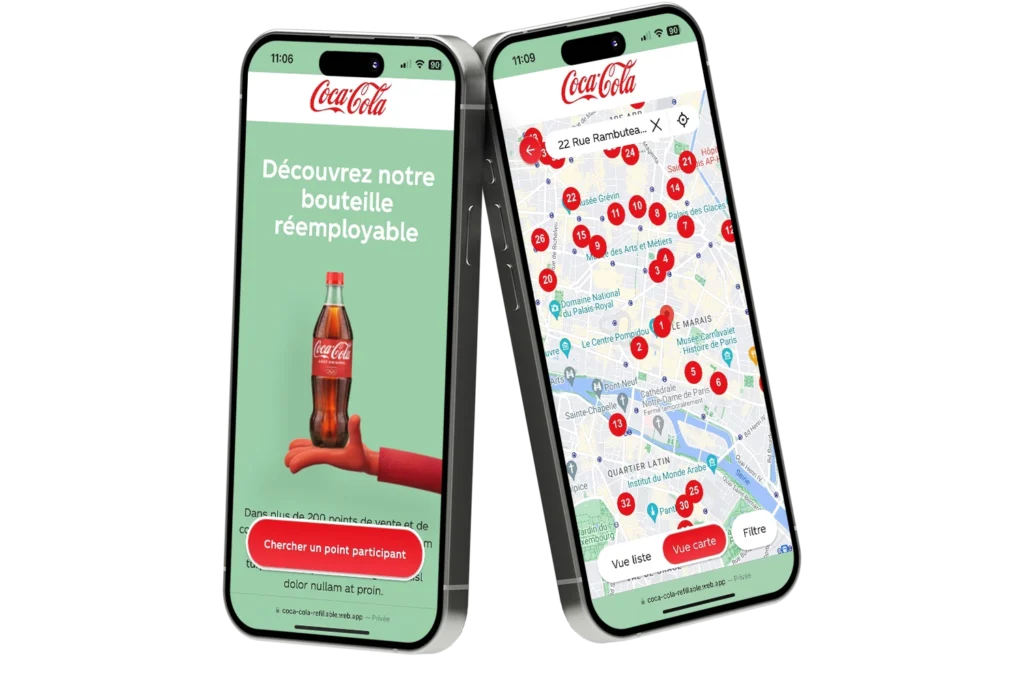 site coca-cola bouteille réemployable version mobile first dans une agence de création de sites web et applications mobiles